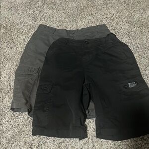 Matix Black and Gray Casual Shorts with Elastic Waistband